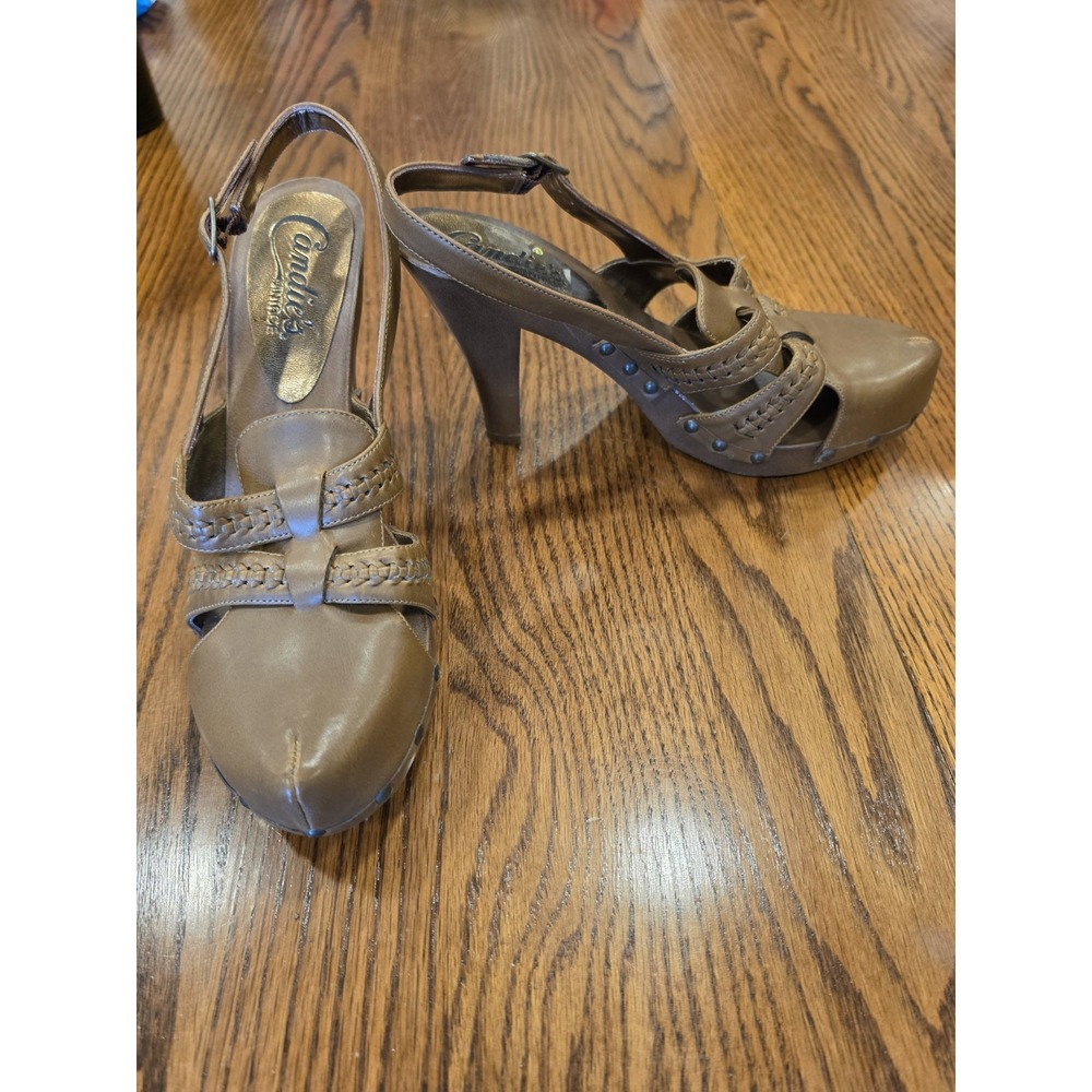 Candie's Vintage Platform Closed Toe Rachelle Vegan Leather Retro Heels Size 10‎